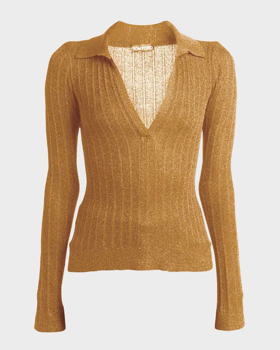 Lurex Knit Polo Sweat
